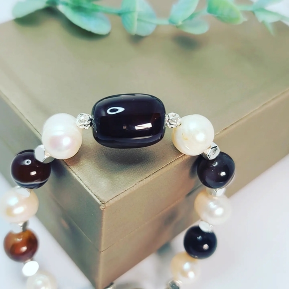 Black agate bracelet 10 mm - Picture 4 of 4